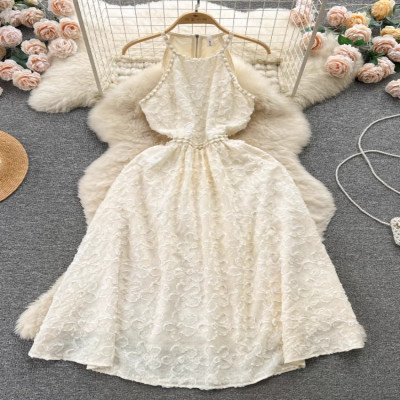 فستان نسائي مثير للمنتجع والشاطئ ، رقبة معلقة ، مج...