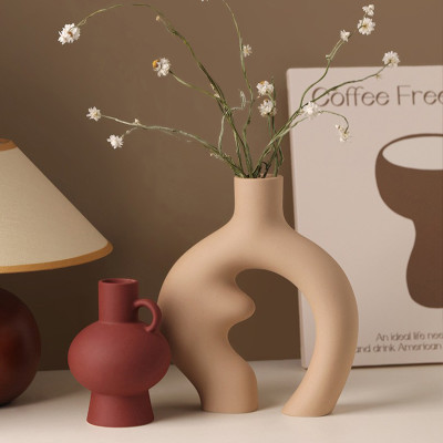 فازة سيراميك غير لامعة لتزيين المنزل ، ترتيب الزهو...