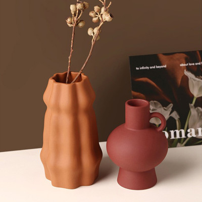 فازة سيراميك غير لامعة لتزيين المنزل ، ترتيب الزهو...