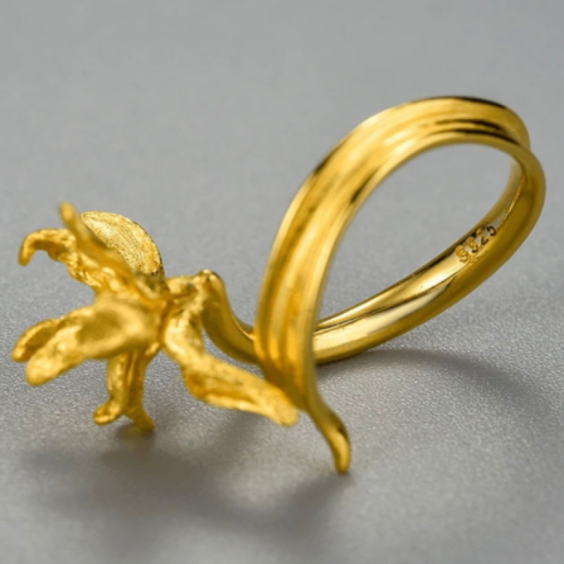 خاتم الزهرة فضة 925 مصنوعة يدوياً مقاس 7