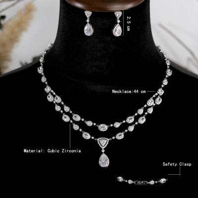 أبيض شفاف طبقتين قطرة الماء 2 قطعة كريستال قلادة و...