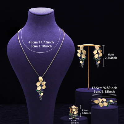 دبي 24 كيلو مطلية بالذهب مكعب زركونيا 4 قطع طقم مج...