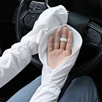 Women's gloves for sun protection from icy silk, loose, breathable, UV protection, and external horsehoe-shaped sleeves