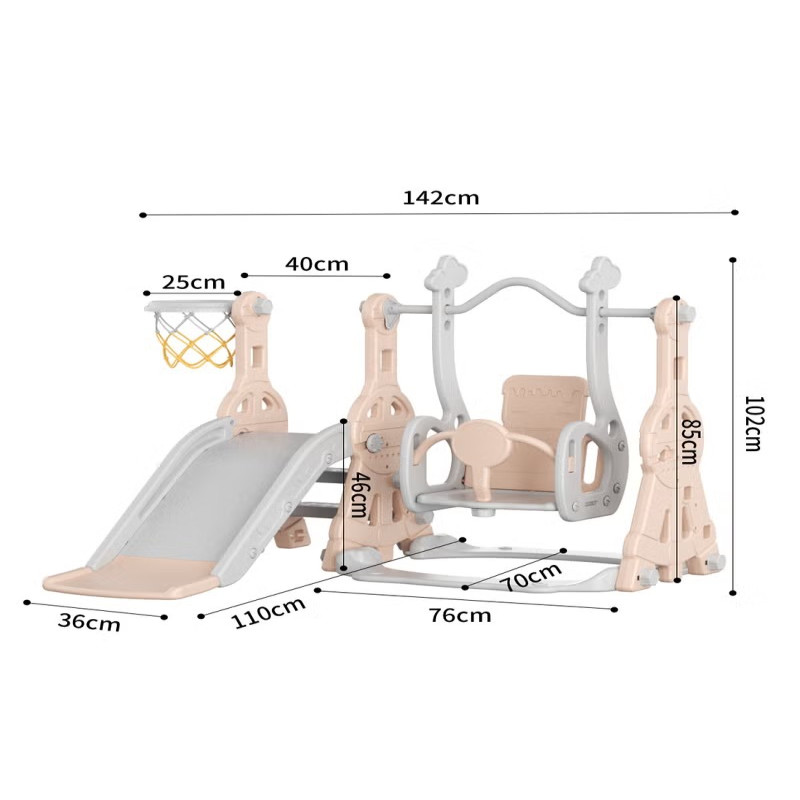 زحليقة مع مرجيحة للأطفال مع كرة سلة 140*122*98 سم...