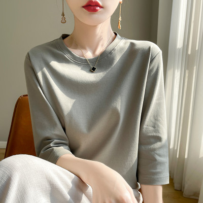 تي شيرت قطن ميدي راقي وكلاسيكي على الموضة الشرق أس...