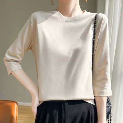 تي شيرت قطن ميدي راقي وكلاسيكي على الموضة الشرق أس...