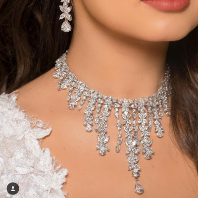 Jankelly الفاخرة 2 قطعة الزفاف زركونيا مجموعات مجو...