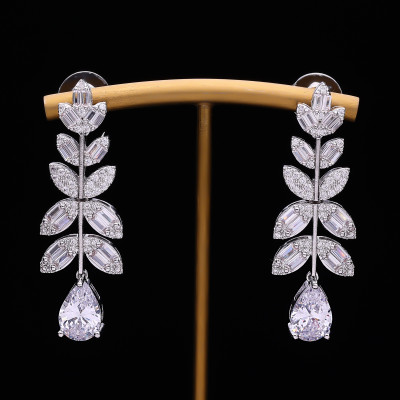 بارع 4 قطعة سوبر فاخر زركون الزفاف الزفاف زي حفلة...