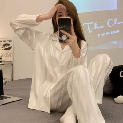 بيجامات حريرية مثلجة بأكمام طويلة للنساء ، ملابس م...