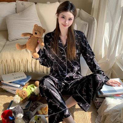 ربيع جديد الحرير الجليد طويلة الأكمام السراويل الط...