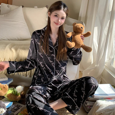 ربيع جديد الحرير الجليد طويلة الأكمام السراويل الط...