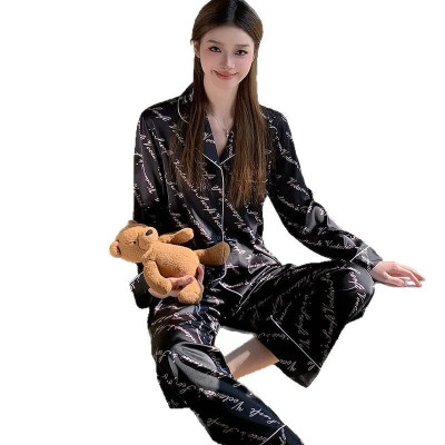 ربيع جديد الحرير الجليد طويلة الأكمام السراويل الط...