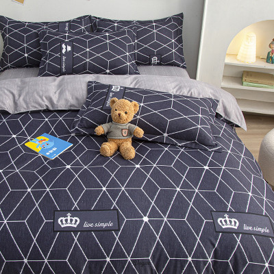 غطاء لحاف منقوش بسيط مع 2 وسائد وغطاء لحاف ، مفردة...