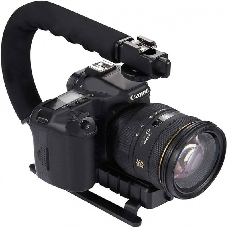 مانع اهتزاز لتصوير الفيديو مع اضاءة LED وميكروفون...