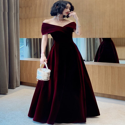 لوتارو-فساتين نسائية مخملية مكشوفة الكتفين ، طويلة...