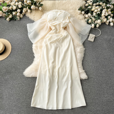 فستان نسائي بأكمام طويلة بدون حمالة