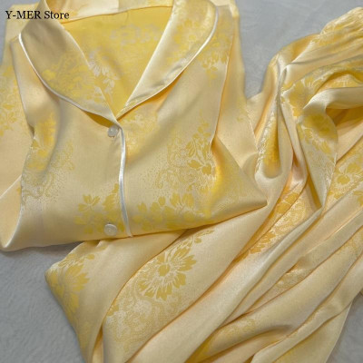 الأصفر الجاكار منامة فام النساء ملابس المنزل الأني...