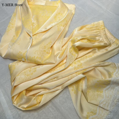 الأصفر الجاكار منامة فام النساء ملابس المنزل الأني...