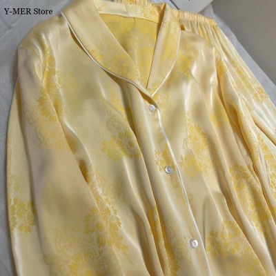 الأصفر الجاكار منامة فام النساء ملابس المنزل الأني...