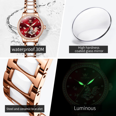 OLEVS ساعات نسائية العلامة التجارية الأعلى موضة سا...