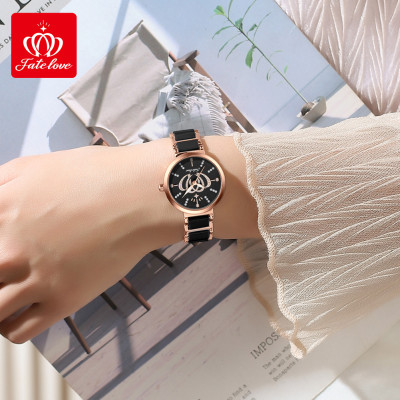 مصير الحب كوارتز ساعة نسائية سيراميك حزام الساعات...