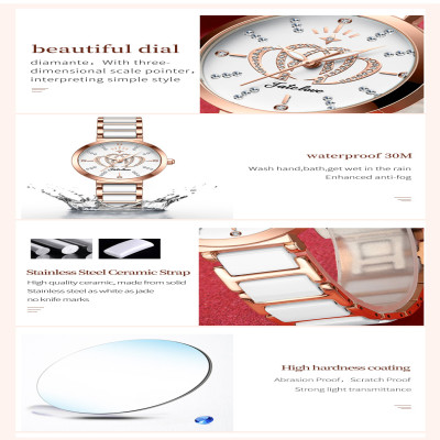 مصير الحب كوارتز ساعة نسائية سيراميك حزام الساعات...