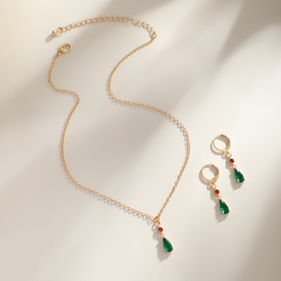 هندسية الأخضر الزركون كريستال قلادة المختنق قلادة...