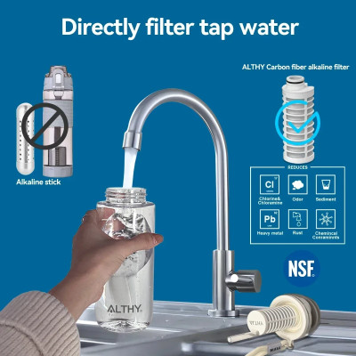 زجاجة فلتر المياه القلوية ALTHY، ما يصل إلى درجة ا...