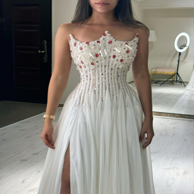 customized Sleevesless Prom Dresses Strapless Even...
