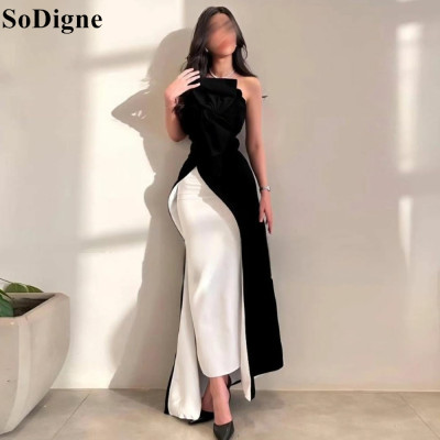 SoDigne Black and White Evening Dresses Strapless...