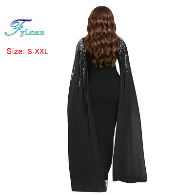 فستان نسائي أنيق مطرز بحجر الراين وأكمام طويلة بقص...