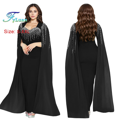 فستان نسائي أنيق مطرز بحجر الراين وأكمام طويلة بقص...