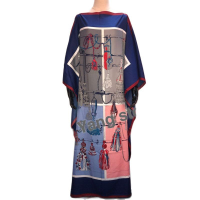 جلابية ميدي موضة افريقيه فضفاضة من الحرير بطبعات ع...