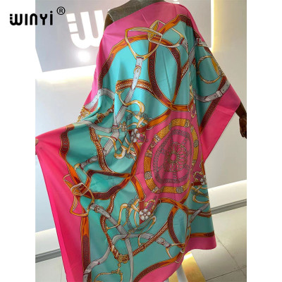 جلابية ميدي موضة افريقيه فضفاضة من الحرير بطبعات ع...