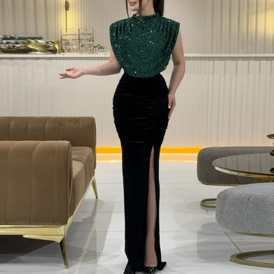 فستان سهرة نسائي أنيق بتصميم ترتر عصري ملفت ومثير