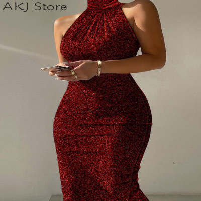 فستان سهرة مثير برقبة بطابع الفخامة والتميز والانو...