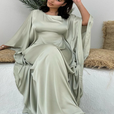 فستان حفلة إسلامية متواضع بأكمام الخفافيش للنساء ع...