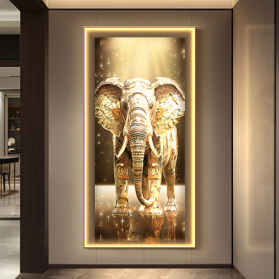 Light Luxury Golden Elephant Entrance Painting Cor...