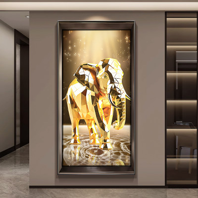 Light Luxury Golden Elephant Entrance Painting Cor...