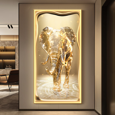 Light Luxury Golden Elephant Entrance Painting Cor...