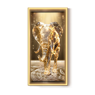 Light Luxury Golden Elephant Entrance Painting Cor...