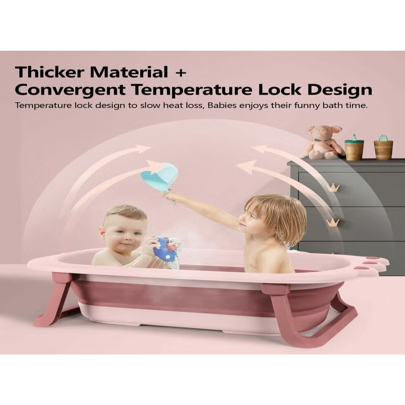 حوض استحمام للأطفال قابل للطي على شكل تمساح مع مخر...