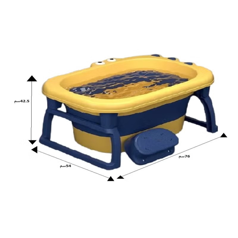 حوض استحمام للأطفال قابل للطي على شكل تمساح مع مخر...