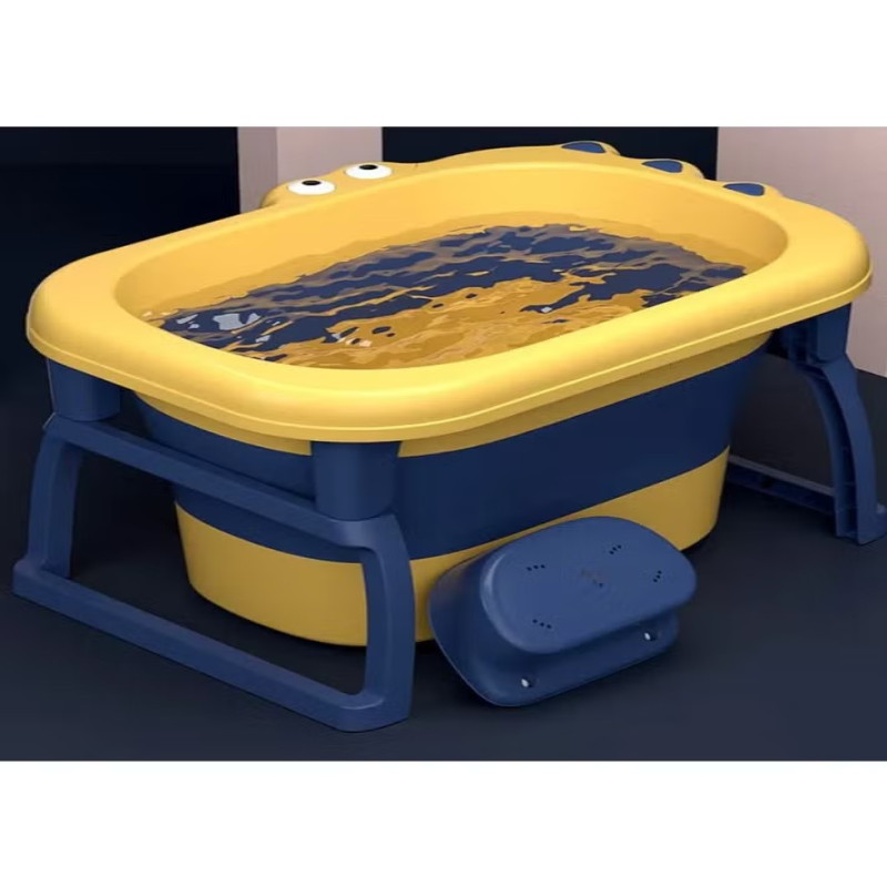 حوض استحمام للأطفال قابل للطي على شكل تمساح مع مخر...
