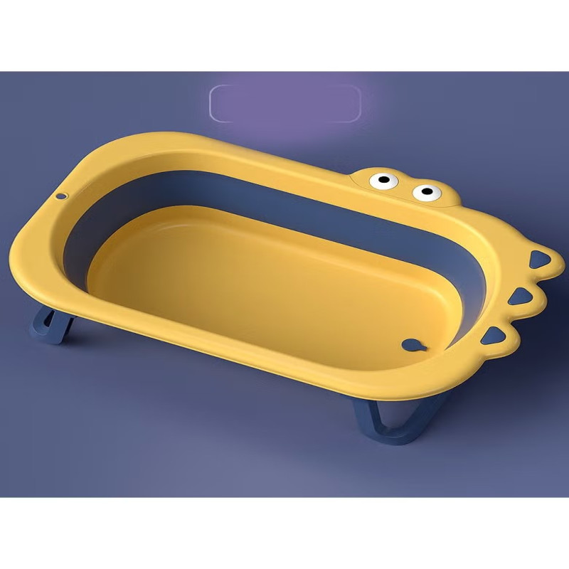 حوض استحمام للأطفال قابل للطي على شكل تمساح مع مخر...