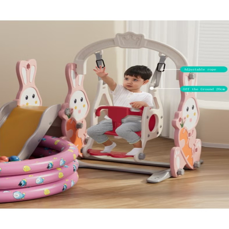 زحليقة علي شكل أرنب مع مرجيحة وسلم تسلق و حلقة كرة...