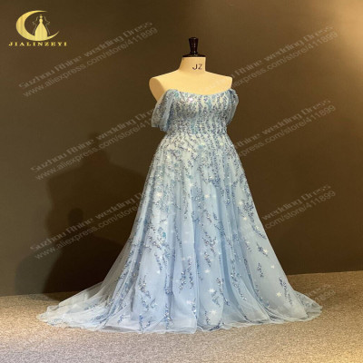 فساتين سهرة مكشوفة الأكتاف للنساء ، فستان مطرز بال...