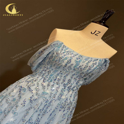 فساتين سهرة مكشوفة الأكتاف للنساء ، فستان مطرز بال...