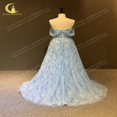 فساتين سهرة مكشوفة الأكتاف للنساء ، فستان مطرز بال...