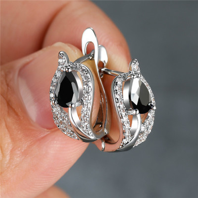 أقراط نسائية أنيقة وفاخرة مرصعة بالزركون بتصميم ال...